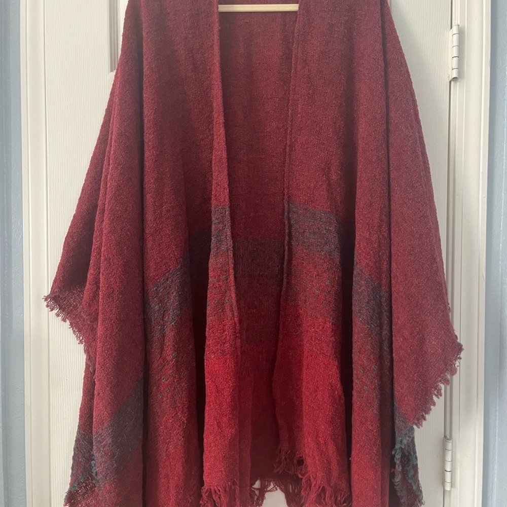 Celtic Red Wool Blend Shawl